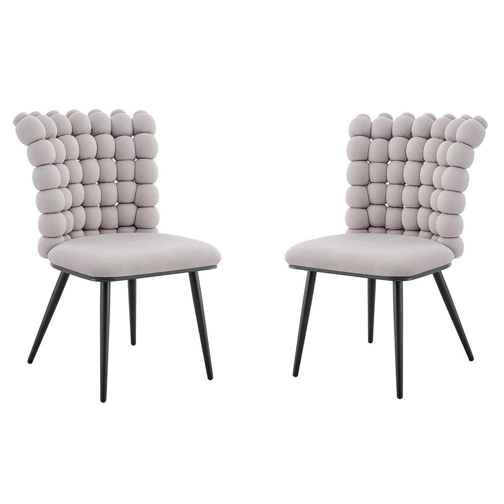 Set 2 sedie da pranzo - Xylo - velluto grigio chiaro gambe nere