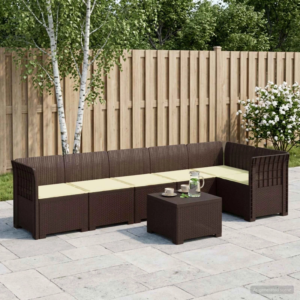 Divano da Giardino 6 Posti con Cuscini Aspetto Rattan PP 3444110