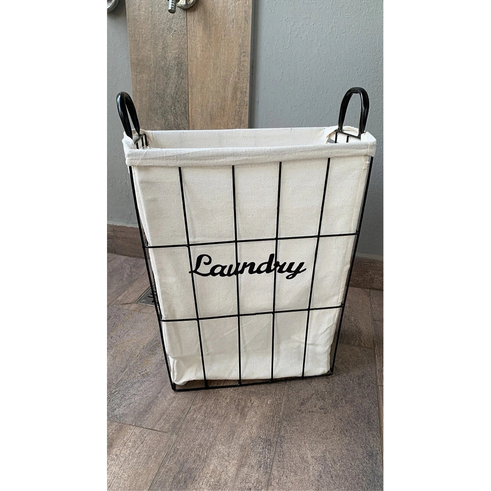 Trade Shop - Cesto Contenitore Portabiancheria In Tessuto Con Struttura In Metallo Bagno 10630 -