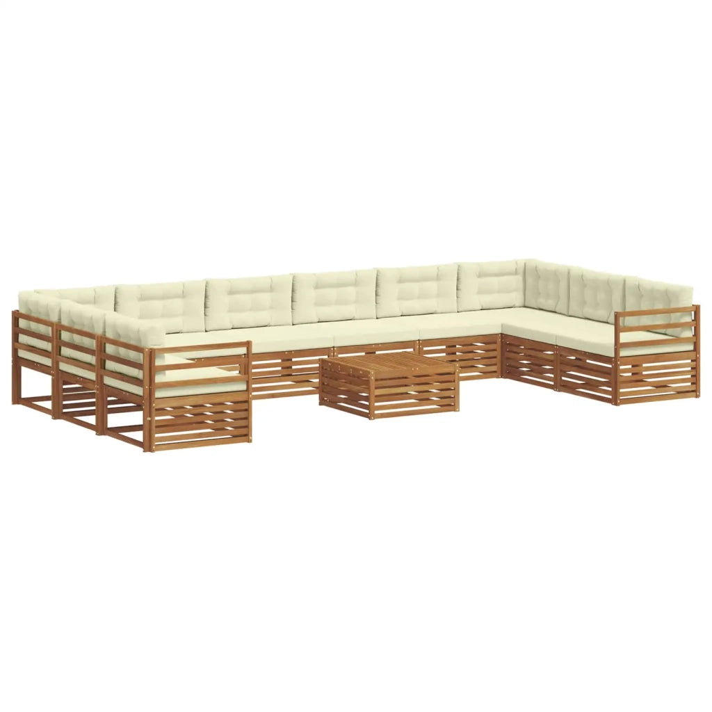 Set divani 11 pcs Naturale e Crema Legno di Acacia Massello 3374230