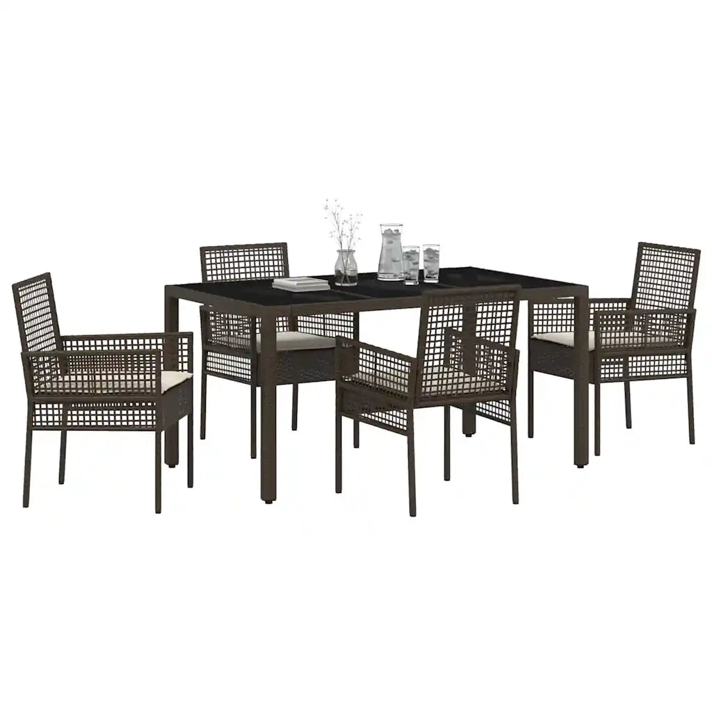 Set da Pranzo per Giardino 5 pcs Marrone polyrattan 3334865