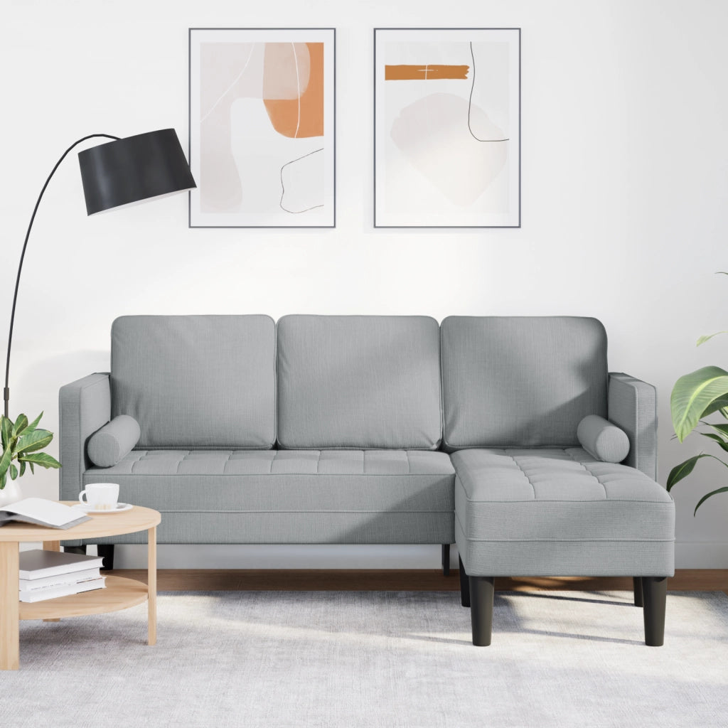 Divano 3 posti L Grigio chiaro 160 cm in tessuto