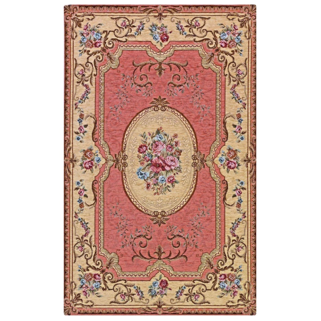 Coppia Tappeti AUBUSSON ROSA cm.55x90 in ciniglia multiuso lavabile antiscivolo
