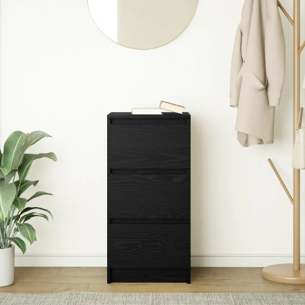 Credenza Rovere Nero 37,5x35x76 cm in Legno Multistrato 861725