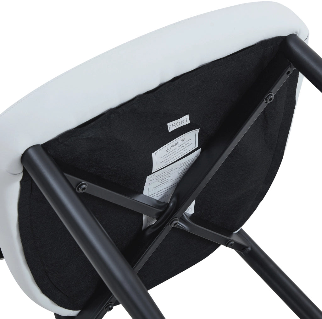 Set di 2 sedie da pranzo moderne in PU bianco e metallo nero; con schienale ergonomico