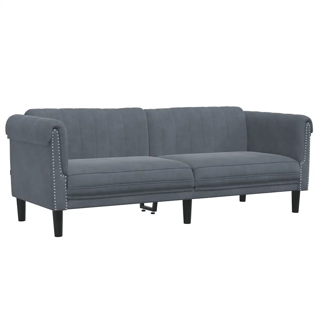 Divano a 3 Posti-Sofa 3 Posti Grigio Scuro in Velluto