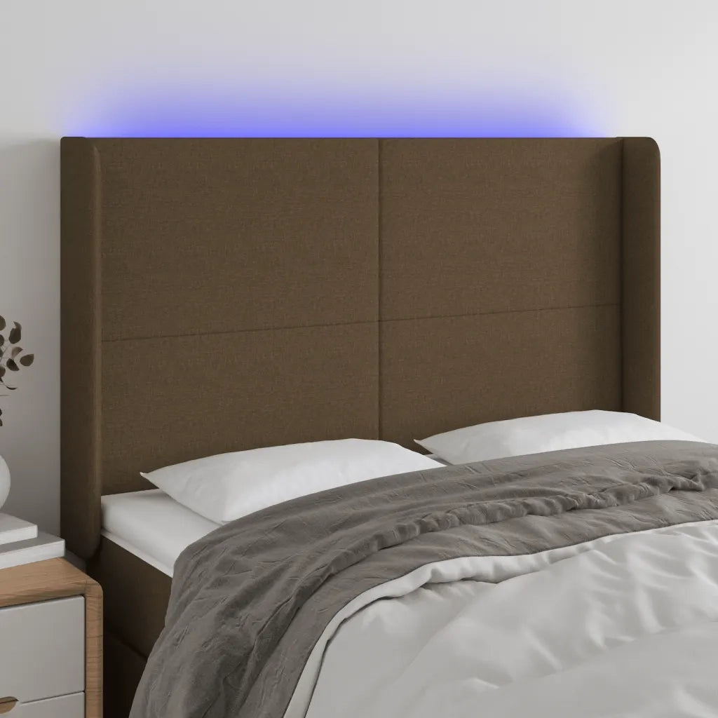Testiera a LED-Testata con LED MarroneScuro147x16x118/128cm inTessuto 267440