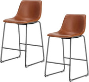 Set di 2 Scalette di Altezza Regolabile - Per Bar e Cucina - Cuoio Whisky