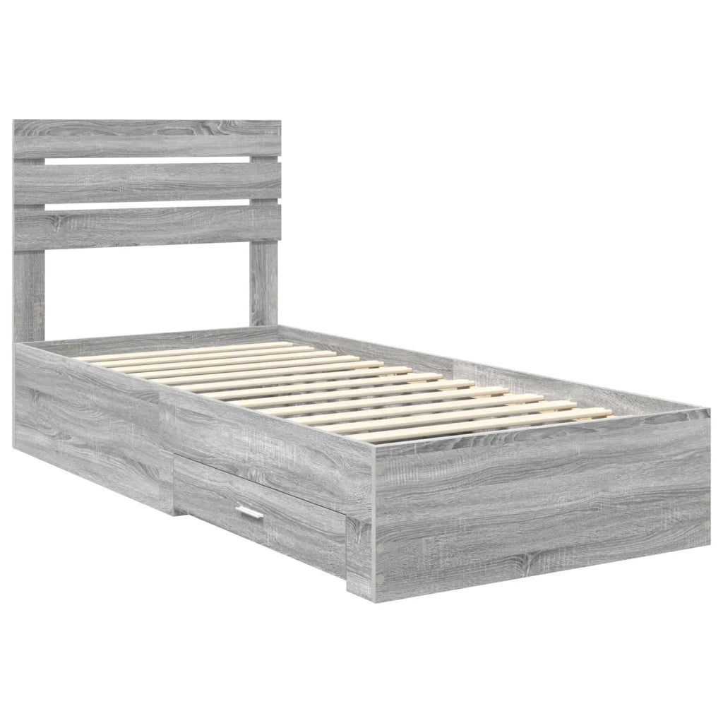Struttura del letto Grigio Sonoma e Argento 75 x 190 cm 3411703