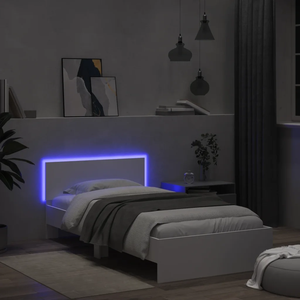 Giroletto con Testiera e LED Bianco 100x200 cm 838799
