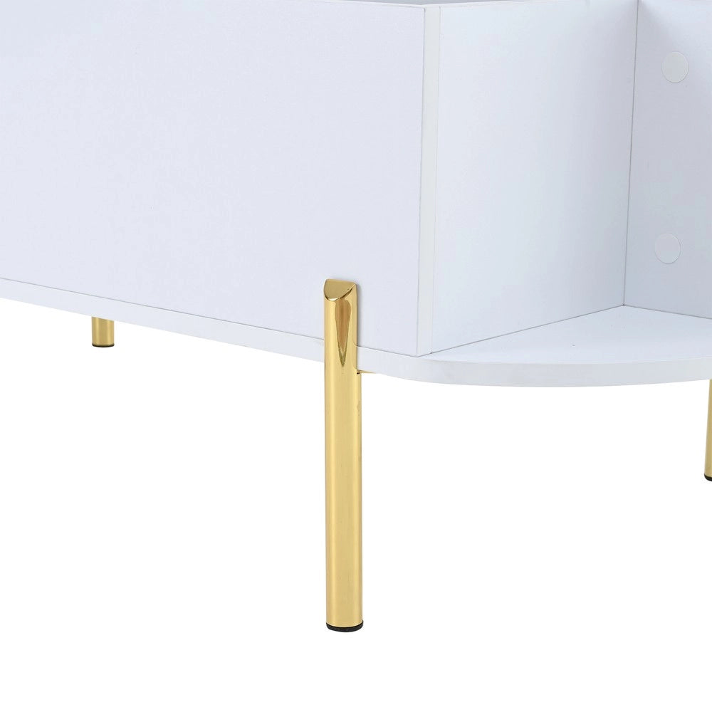Tavolino da Caff¨¨ con Piano Regolabile e Vani Contenitore ¨C MINIMAL ¨C Legno/Bianco 120x50x43 cm