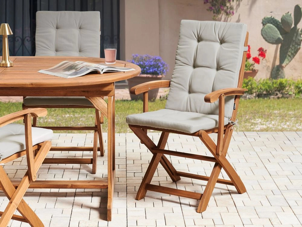 Set di 2 cuscini per sedute e schienale da esterno con lacci tortora stile elegante giardino