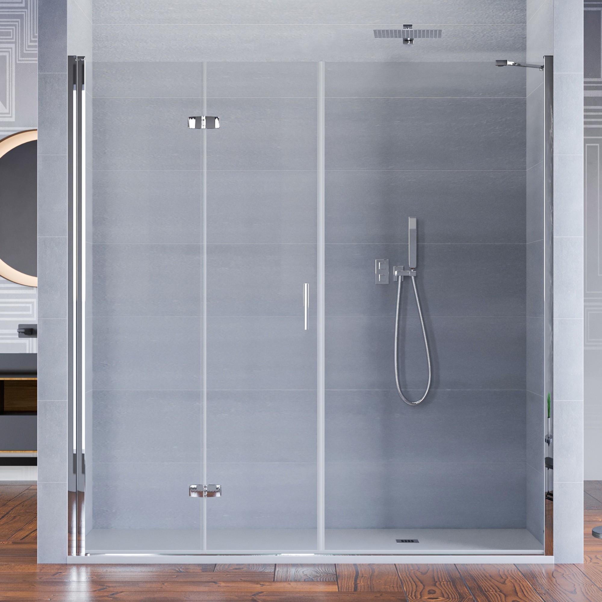 Porta Parete Doccia 135 cm 1 anta a Libro in Cristallo trasparente 6mm H195 Bonussi Lorena