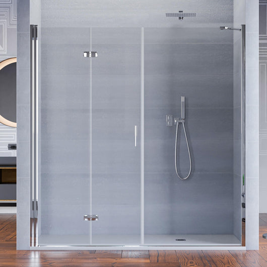 Porta Parete Doccia 135 cm 1 anta a Libro in Cristallo trasparente 6mm H195 Bonussi Lorena