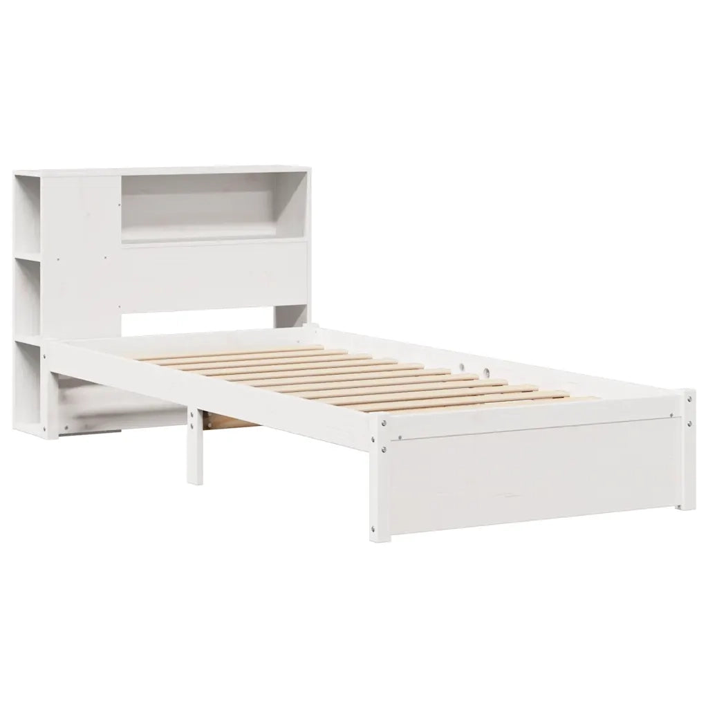Letto con Libreria senza Materasso-Struttura Letto con contenitore 75x190 cm in Legno Pino 255089