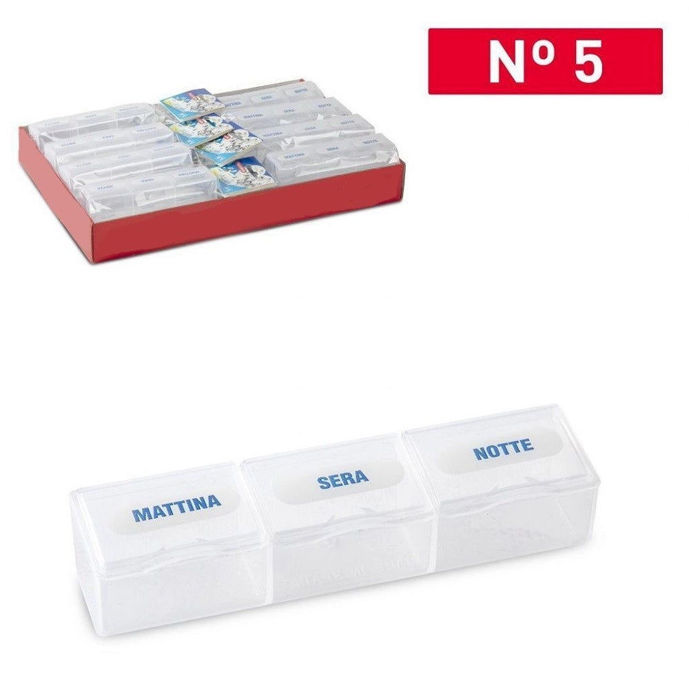 Trade Shop - Set 2 Pezzi Porta Pillole Portapastiglie 3 Scomparti Dosi Giornalieri 12238it -