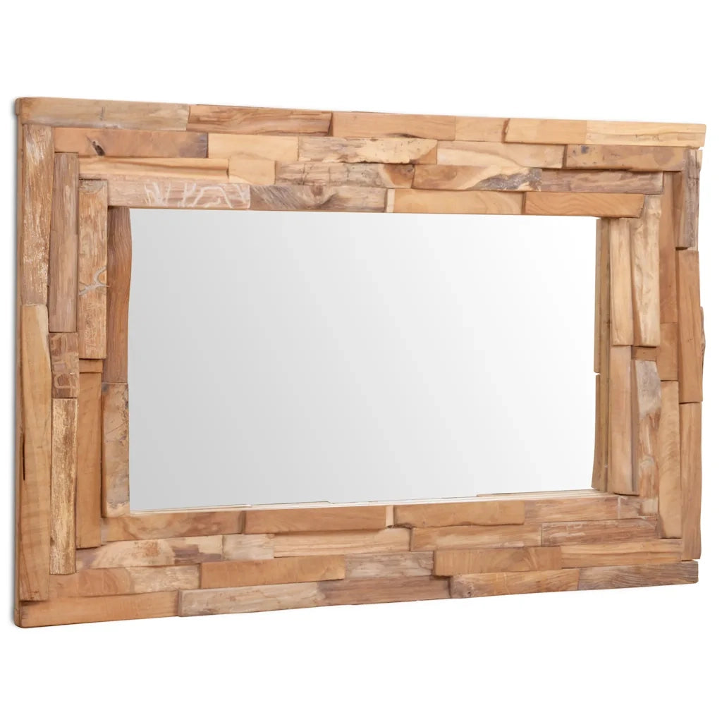 Specchio Decorativo in Legno di Teak 90x60 cm Rettangolare 244563