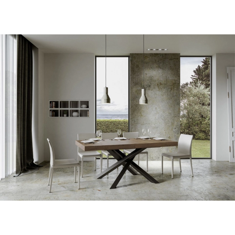 Tavolo allungabile 90x180/284 cm Volantis Premium telaio Antracite - Noce