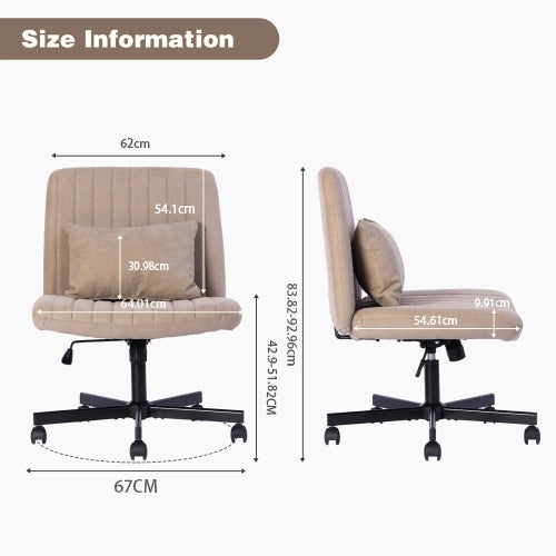 Sedia da ufficio ergonomica in tessuto con altezza regolabile, schienale reclinabile, rotelle silenziose cuscino khaki
