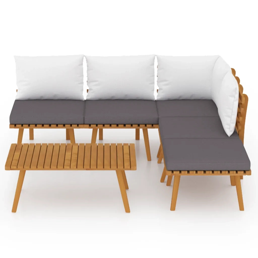 Set Divani da Giardino 6 pz con Cuscini in Massello di Acacia cod mxl 41923