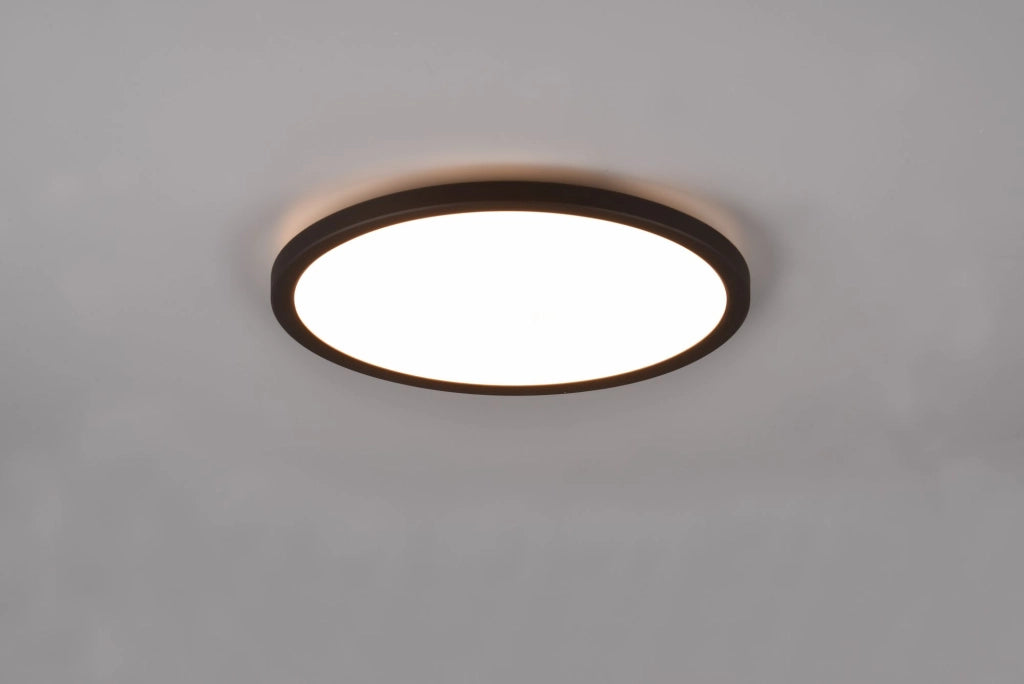 AUREO PLAFONIERA LED 18W 2200lm, 3000 - 6500K BORDO NERO CON TELECOMANDO MULTIFUNZIONE RETRO ILLUMINATA RGB D. 29CM DIMMERABILE