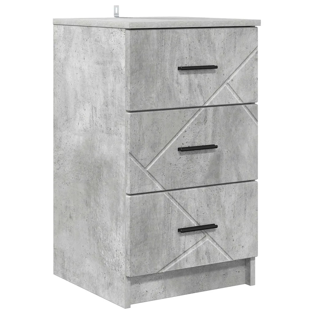 Comodino | Armadio da Notte | Mobiletto da notte con cassetto Grigio cemento 38 x 38 x 66 cm