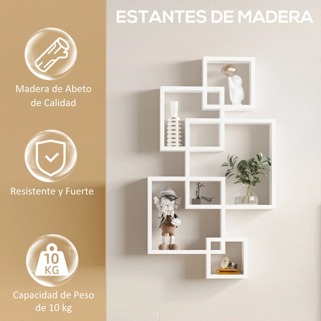 Libreria a parete 5 cubi ¨C Xylo ¨C legno bianco stile moderno 49,5x10,2x86 cm