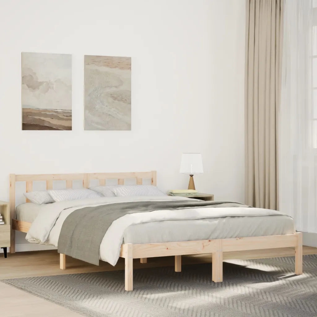 Letto Extra Lungo senza Materasso 140x210 cm in Legno di Pino 852434