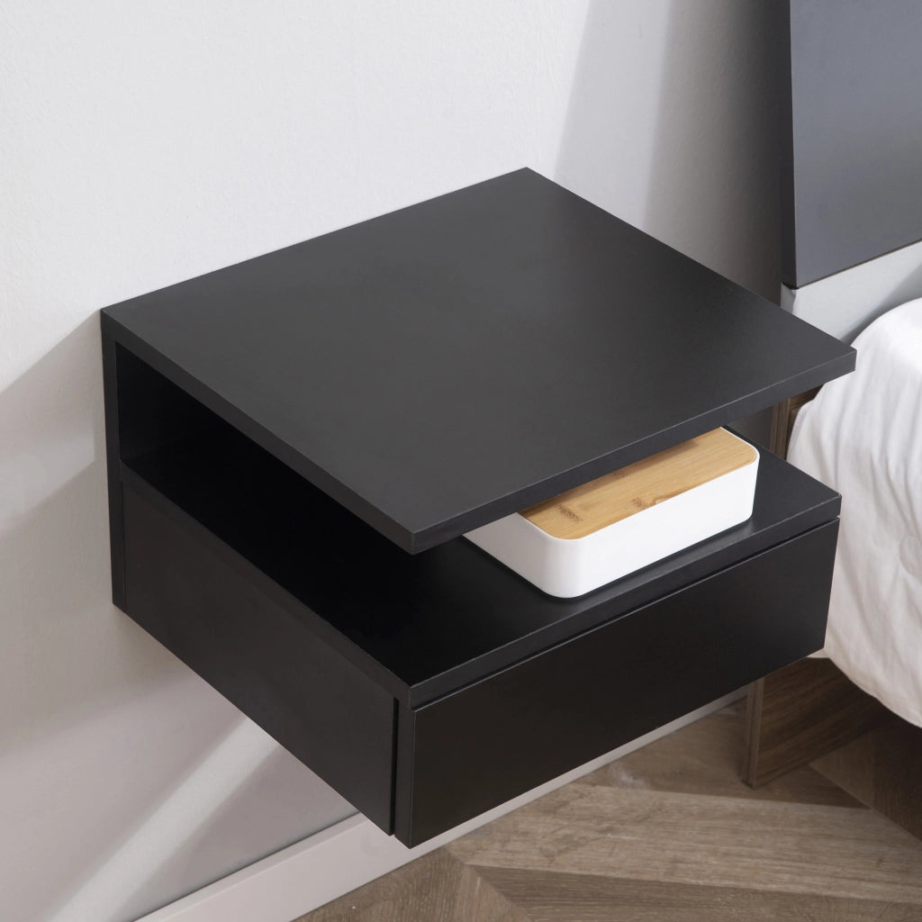 Comodino ¨C zephmum ¨C nero, multistrato, 2 pezzi