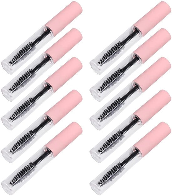 Confezione da 10 pezzi di tubo di mascara vuoto 5 ml - flacone di cosmetici portatile - trasparente - pezzi di applicazione in gomma - beccuccio per olio per crescita delle ciglia - flacone di cosmetici