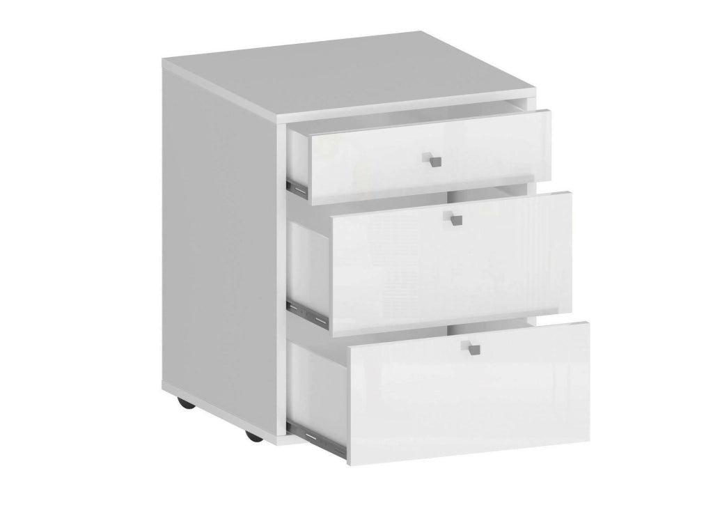 Cassettiera Asgabat, Cassettiera camera da letto , Settimino con 3 cassetti, 47x45h61 cm, Bianco