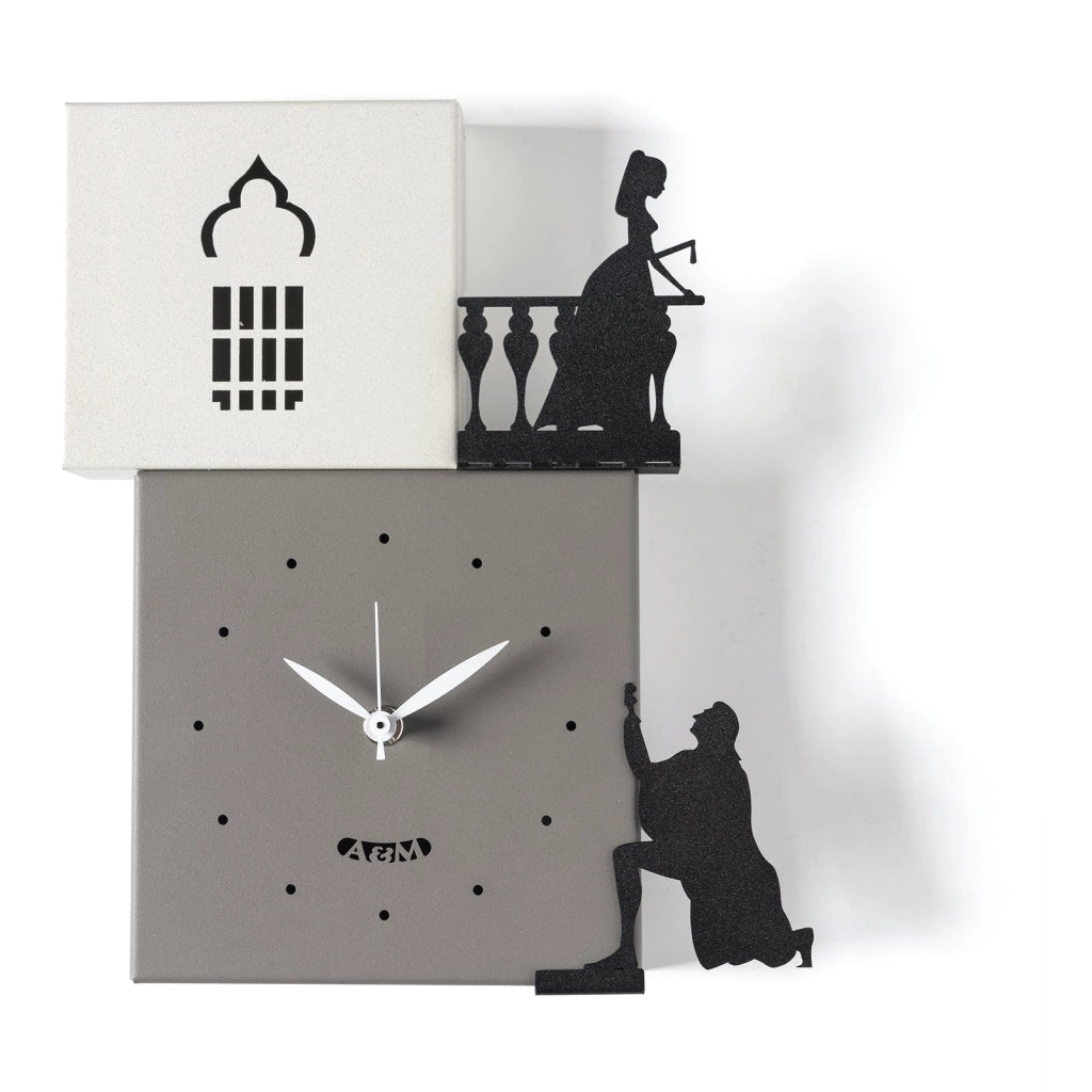 Orologio da parete di design Romeo e Giulietta Fango,avorio,nero,nero