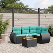 Set Divani da Giardino 5 pz con Cuscini Nero in Polyrattan 3224986