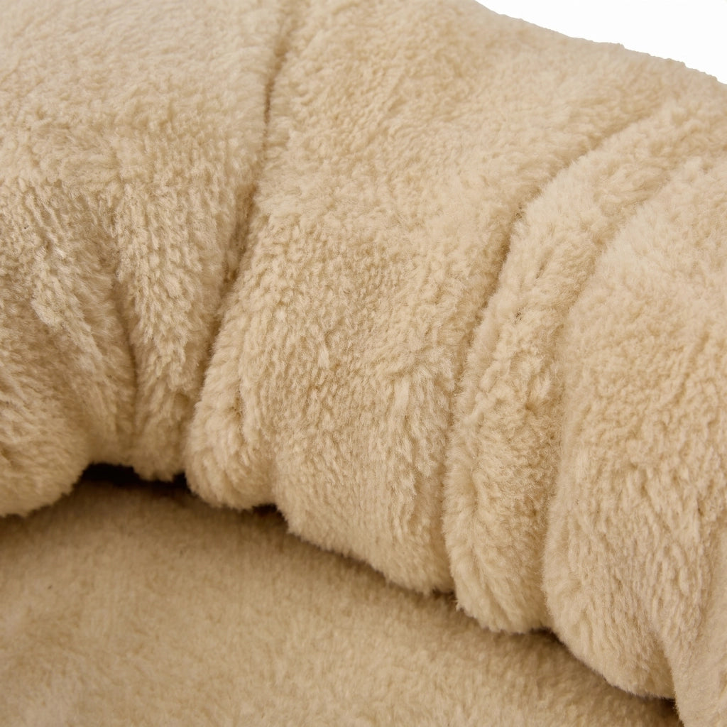 Tiragraffi per gatti con supporto ergonomico antiscivolo e silenzioso con bordo rialzato in poliestere beige 50 × 40 × 12,5 cm