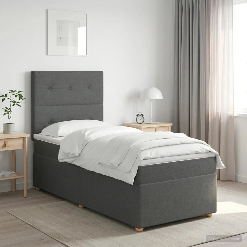 Letto box spring con materasso Grigio Scuro 90 x 190 cm Tessuto 3453775
