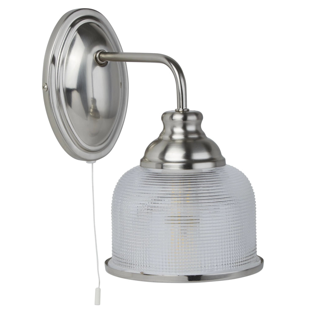 Applique Contemporanea Bistrot Ii Acciaio Argento Vetro Trasparente 1 Luce E27
