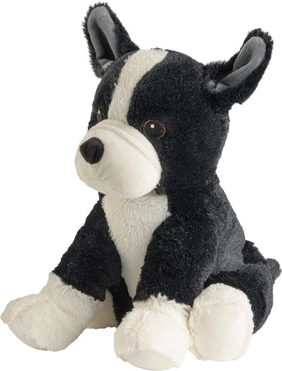Cuscino di Calore Stuffed Animale Bosten Terrier - Impiallatura Lavanda - 30 cm - 700 g - Nero-Bianco