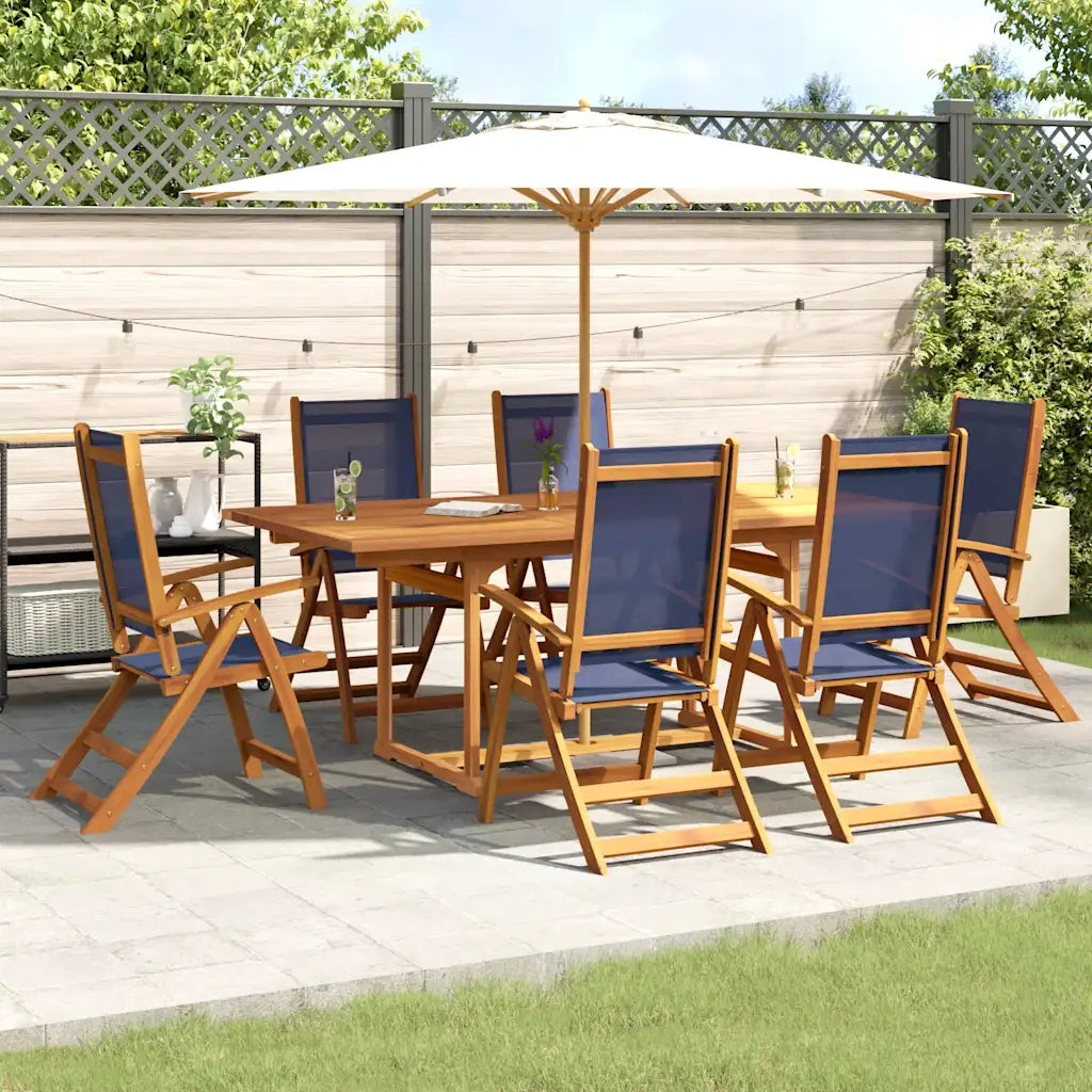 Set Pranzo da Giardino 7pz Legno Massello di Acacia e Textilene