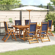 Set Pranzo da Giardino 7pz Legno Massello di Acacia e Textilene