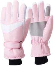 Manopole invernali per donne - Acqua resistente - Antiscivolo - Termiche - Pelle di fleece - Rosa - 1 coppia - Manopole invernali