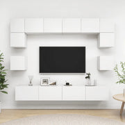 Set Mobili Porta TV 8 pz Bianco in Legno Multistrato 3078692