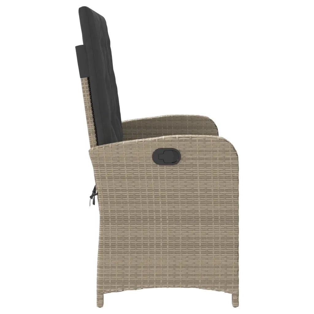 Panca Reclinabile Giardino con Cuscini Grigio Chiaro Polyrattan 368221