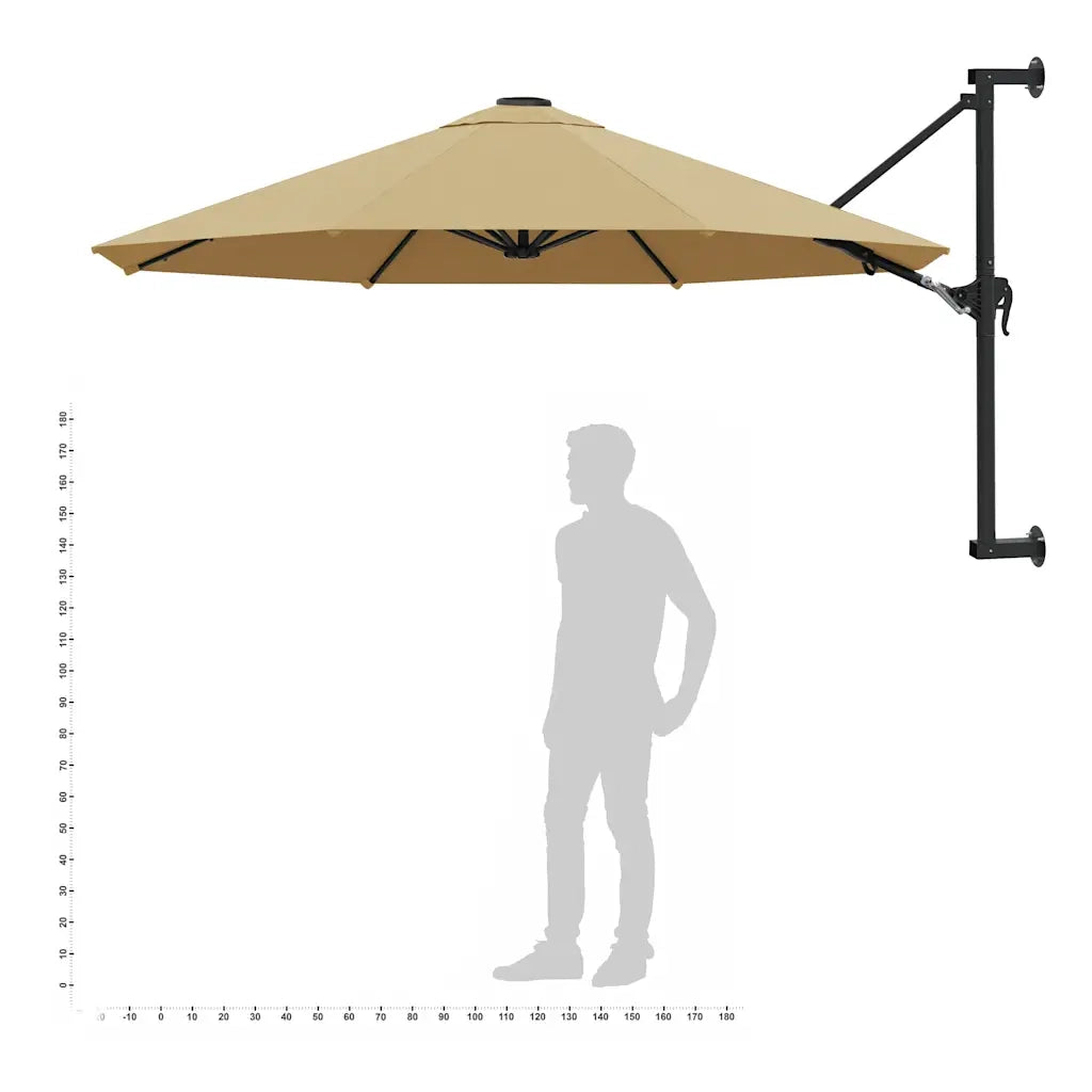 Ombrellone a Muro con Palo in Metallo 300 cm Grigio Talpa 44866