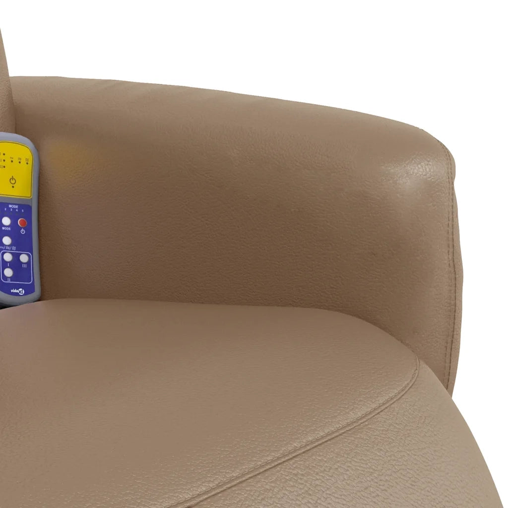 Poltrona Reclinabile Massaggi Poggiapiedi Cappuccino Similpelle 356556