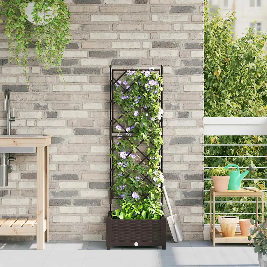 Vaso da giardino-Fioriera Esterno-Contenitore per Piante Marrone 40 x 40 x 125,5 cm Acciaio
