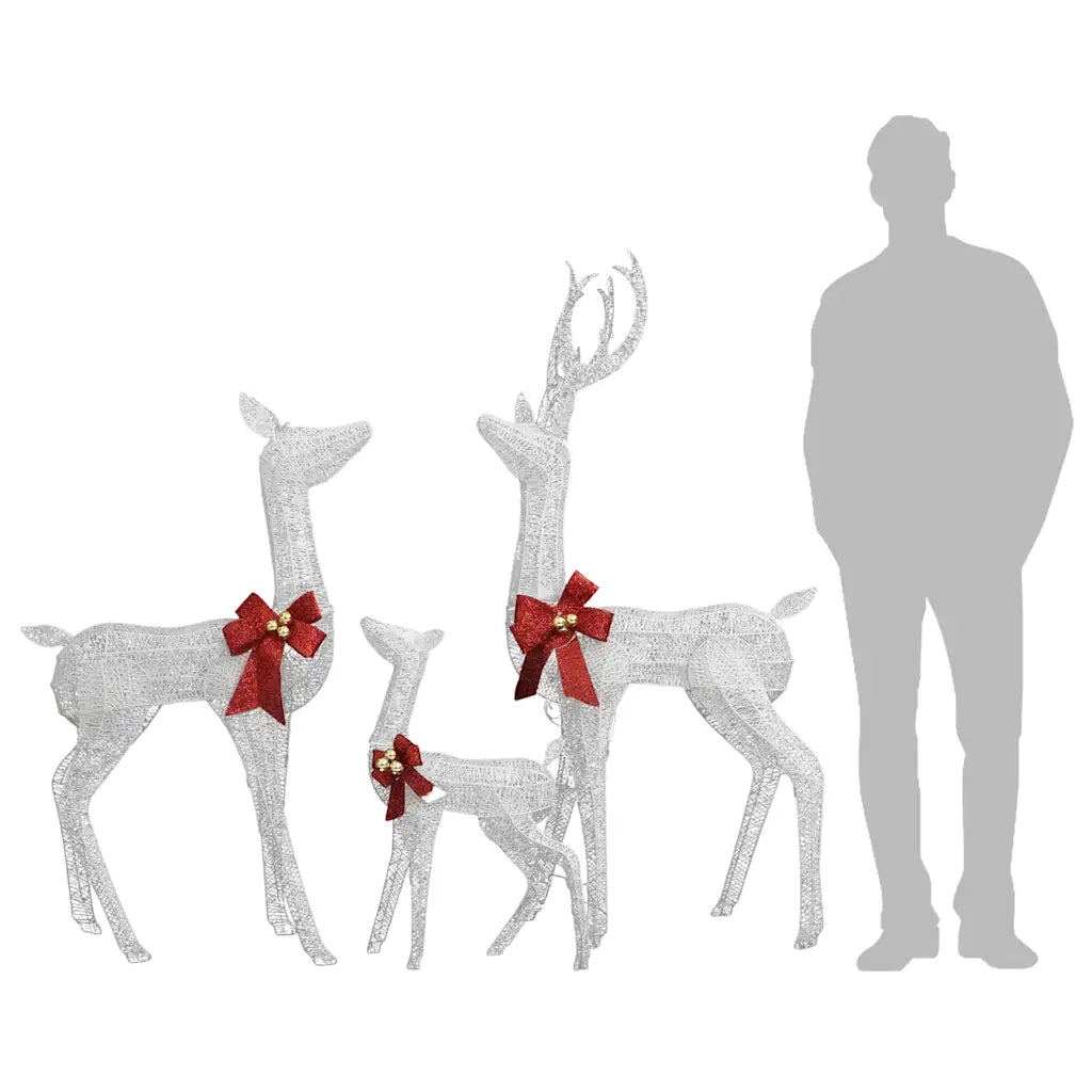 Decorazione Natalizia Famiglia di Renne Bianco Argento 201 LED 329771