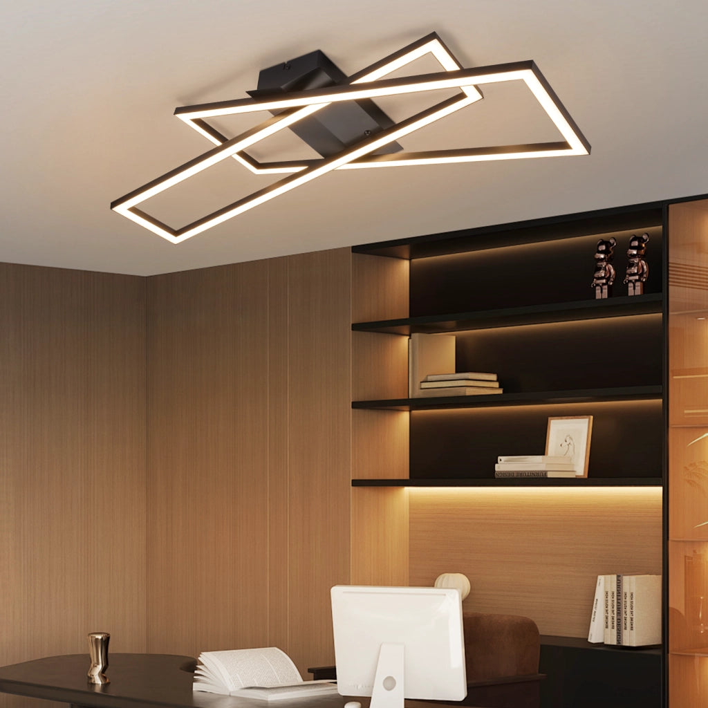 ZMH Lampada da soffitto LED 36W nera quadrata design moderno dimmerabile per cucina corridoio