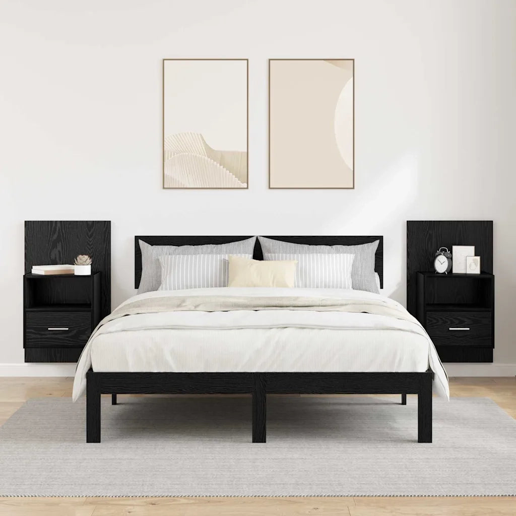 Set di 2 Comodini | Armadio da Notte | Mobiletto da notte Rovere Nero 50 x 32,5 x 80cm