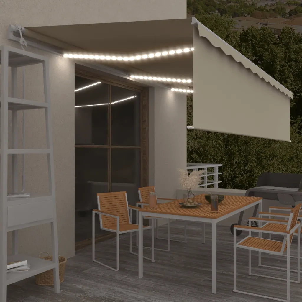 Tenda Automatica con Parasole LED e Sensore Vento 6x3 m Crema 3069372