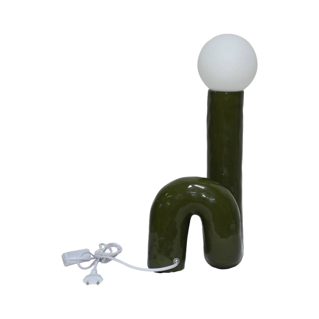Lampada da tavolo in design organico ceramica smaltata,  45cm, verde